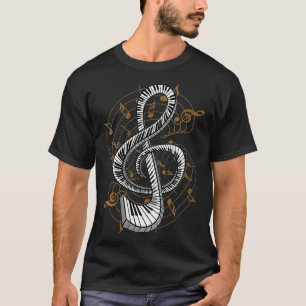 Womens Piano Instrument Music G Clef Notes Pianist T-Shirt