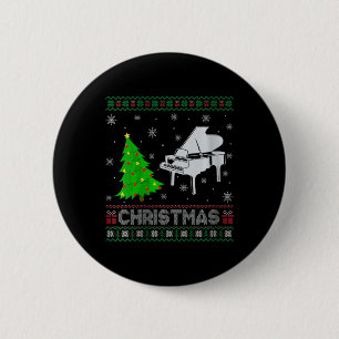 Womens Piano Xmas Tree Lighting Ugly Christmas Swe 6 Cm Round Badge
