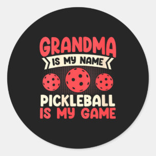 Womens pickle ball grandma is name pickleball classic round sticker