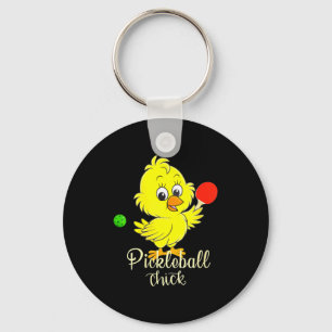 Womens pickleball chick funny pickle ball key ring