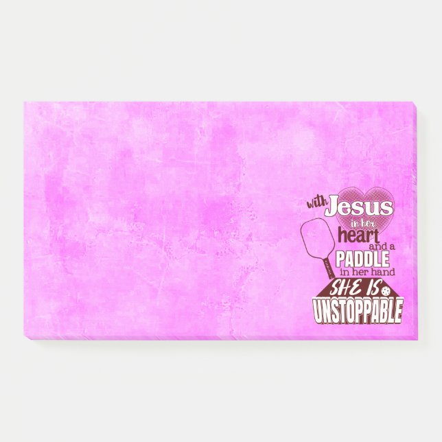Womens Pickleball Paddle and Jesus Post-it Notes (Front)