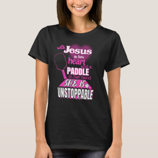 Womens Pickleball Paddle and Jesus Saying T-Shirt