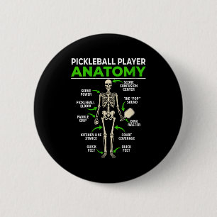 Womens pickleball player anatomy funny dink pickle 6 cm round badge