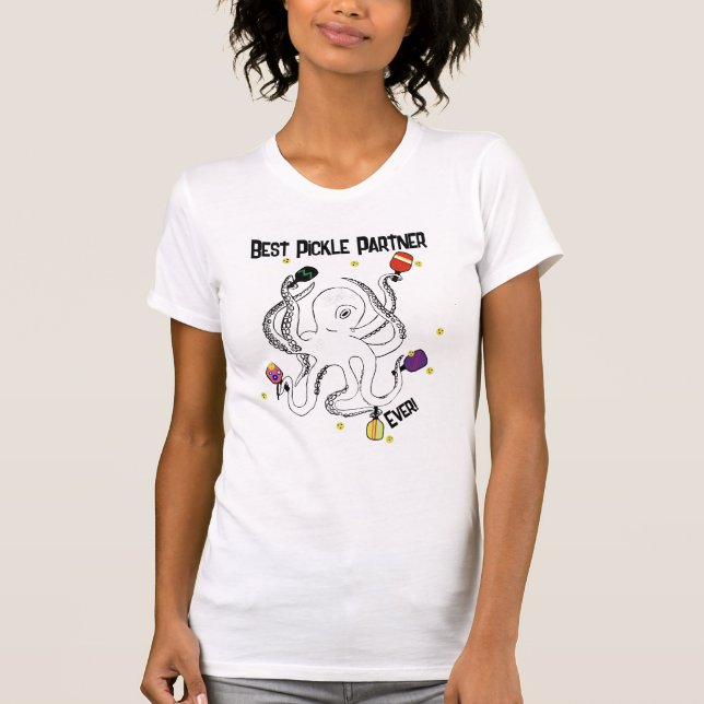 Womens pickleball tshirt funny octopus (Front)