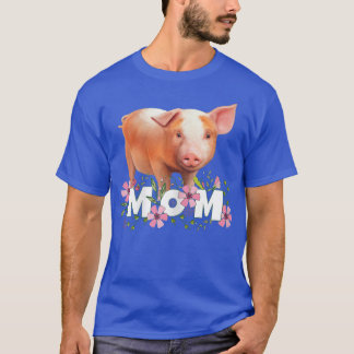 Womens Pig Mum Cute Young Pig Motive T-Shirt
