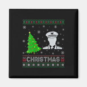 Womens Pilot Xmas Tree Lighting Ugly Christmas Swe Magnet