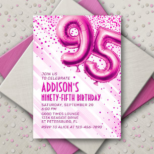 Womens Pink 95th Birthday Invitation