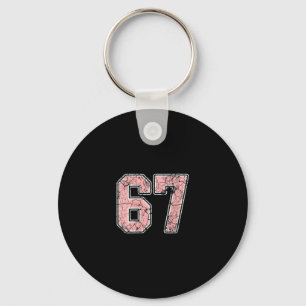 Womens Pink And White Number 67 Jersey Player Unif Key Ring