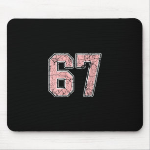 Womens Pink And White Number 67 Jersey Player Unif Mouse Pad