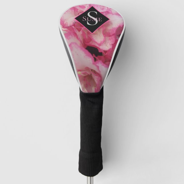Womens Pink Azalea Floral Golf Head Cover (Front)
