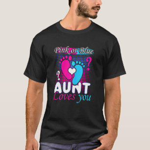 Womens Pink Blue Aunt Loves You Baby Pregnancy Rev T-Shirt