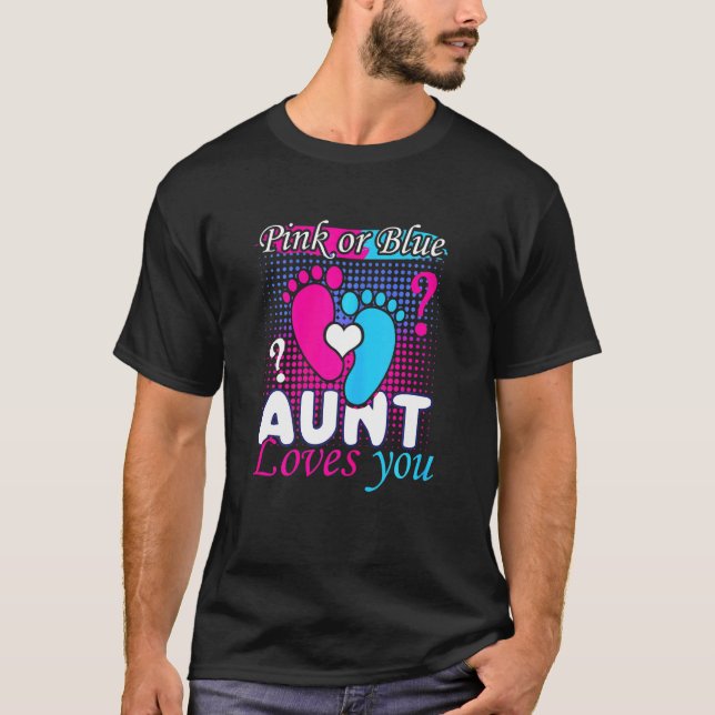 Womens Pink Blue Aunt Loves You Baby Pregnancy Rev T-Shirt (Front)