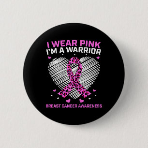 Womens Pink Breast Cancer Warrior Cute Heart Cheet 6 Cm Round Badge