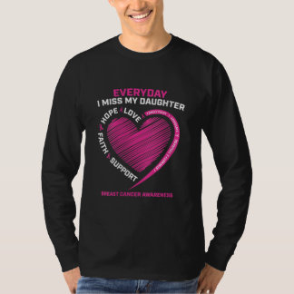 Womens Pink Cute Loving Memory Daughter Breast T-Shirt