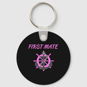 Women's Pink First Mate Boat Anchor Nautical  Key Ring