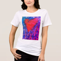 Women's pink mosaic heart Tri-Blend shirt