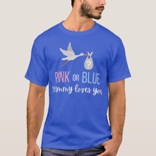 Womens Pink Or Blue Baby Gender Reveal Party Mummy T-Shirt