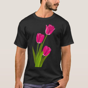 Womens Pink Tulips lover VNeck T-Shirt