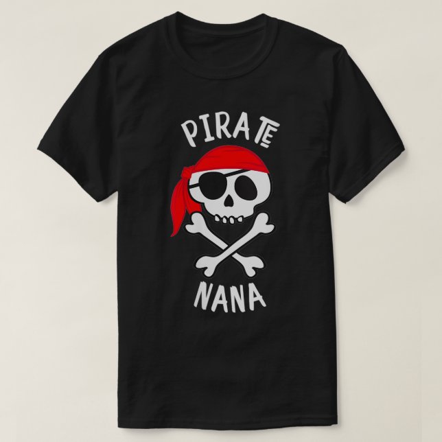 Womens Pirate Nana Jolly Roger VNeck  T-Shirt (Design Front)