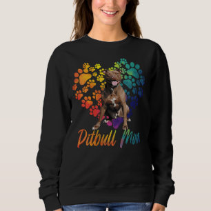 Womens Pitbull Mama Funny Dog Lover Pittie Dog Paw Sweatshirt