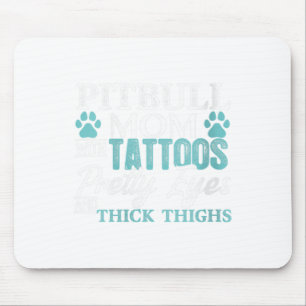 Womens Pitbull Mum Tattoos Dog Lover Funny Mothers Mouse Pad