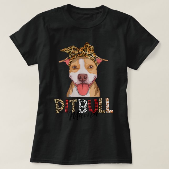 Womens Pittie Mama Pitbull Funny Leopard Mothers D T-Shirt (Design Front)