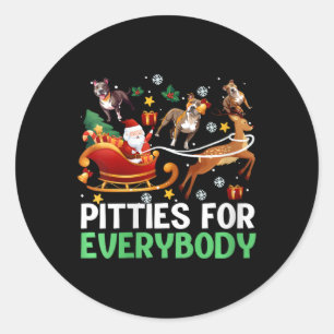 Womens Pitties For Everybody Christmas Pitbull Dog Classic Round Sticker