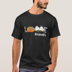 Womens Plaid Love Pumpkin Ghost Bee Nana Life Autu T-Shirt