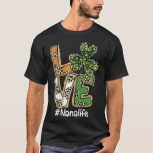 Womens Plaid Shamrock Leopard Funny St Patricks Da T-Shirt