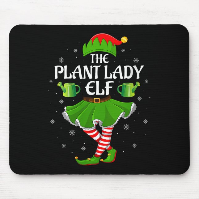 Womens Plant Lady Elf Christmas Family Girls Women Mouse Pad (Front)