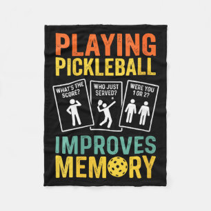 Womens playing pickleball improves memory funny fleece blanket