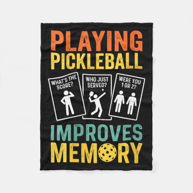 Womens playing pickleball improves memory funny fleece blanket (Front)