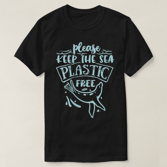 Womens Please Keep The Sea Plastic Free With Seal  T-Shirt (Design Front)