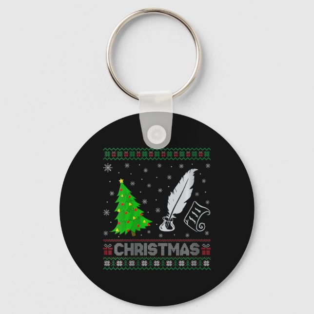 Womens Poetry Xmas Tree Lighting Ugly Christmas Sw Key Ring (Front)
