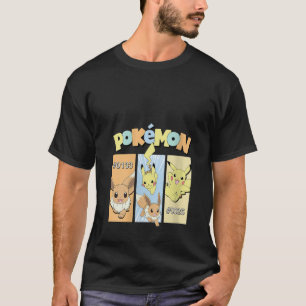 Womens Pok mon Pikachu And Eevee Character Panels  T-Shirt