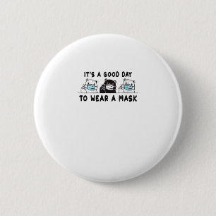 Womens Polar Bear Black Bear Wearing Face Mask 6 Cm Round Badge
