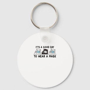 Womens Polar Bear Black Bear Wearing Face Mask Key Ring