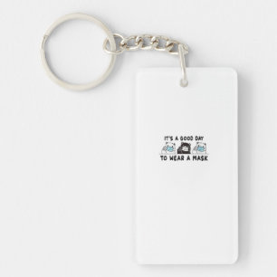 Womens Polar Bear Black Bear Wearing Face Mask Key Ring