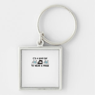 Womens Polar Bear Black Bear Wearing Face Mask Key Ring