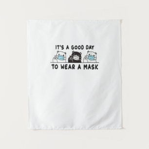 Womens Polar Bear Black Bear Wearing Face Mask Tapestry