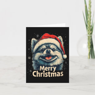 Womens Pomeranian Santa Hat Merry Christmas Xmas P Card