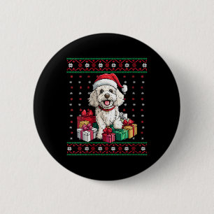Womens Poodle Santa Hat Funny Dog Lover Xmas Poodl 6 Cm Round Badge