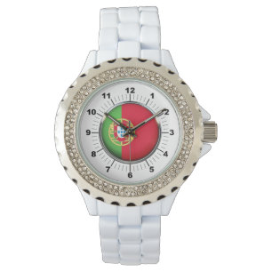 Women's Portugal Flag Rhinestone Enamel Watch