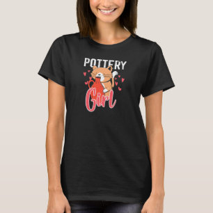 Womens Pottery Girl Cat Ceramics Clay Pottery T-Shirt