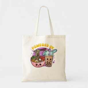 Womens Powered by Ramen and Bubble Tea   Anime Lov Tote Bag