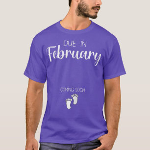 Womens Pregnancy Announcement Due In February Moth T-Shirt