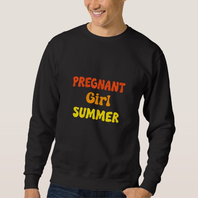 Womens  Pregnancy Reveal Pregnant Girl Summer Baby Sweatshirt (Front)