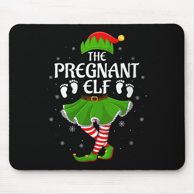 Womens Pregnant Elf Christmas Family Girls Women E Mouse Pad (Front)