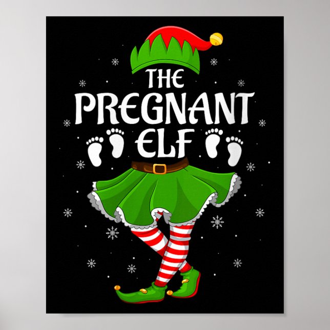 Womens Pregnant Elf Christmas Family Girls Women E Poster (Front)