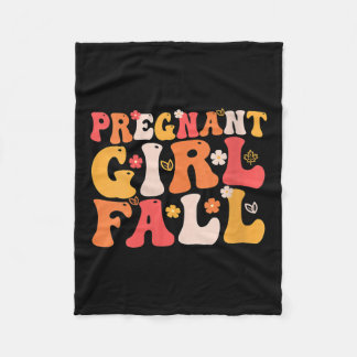 Womens Pregnant Girl Fall Groovy Pregnancy Baby An Fleece Blanket